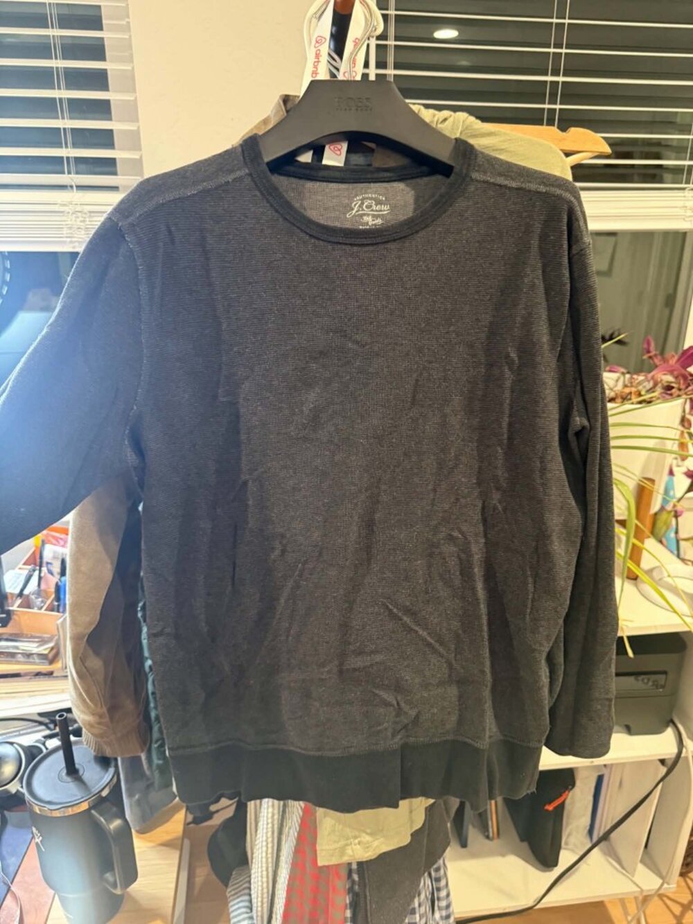 J.Crew Crewneck Knit Sweater Charcoal Gray Long Sleeve M